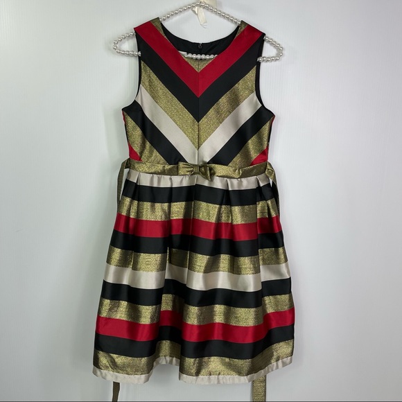 Bonnie Jean Other - Bonnie Jean Girls 14 Black/Gild Striped Metallic Dress